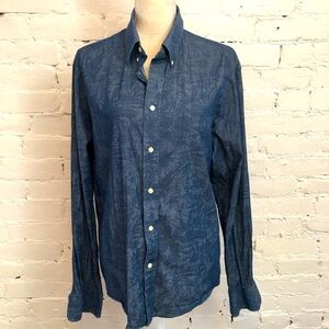Lauren Ralph Lauren cotton chambray denim shirt floral print size large